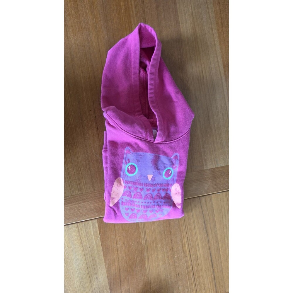 Cat & Jack Girl's Pink Owl Hooded Sweatshirt Size XL (14/16) READ Description